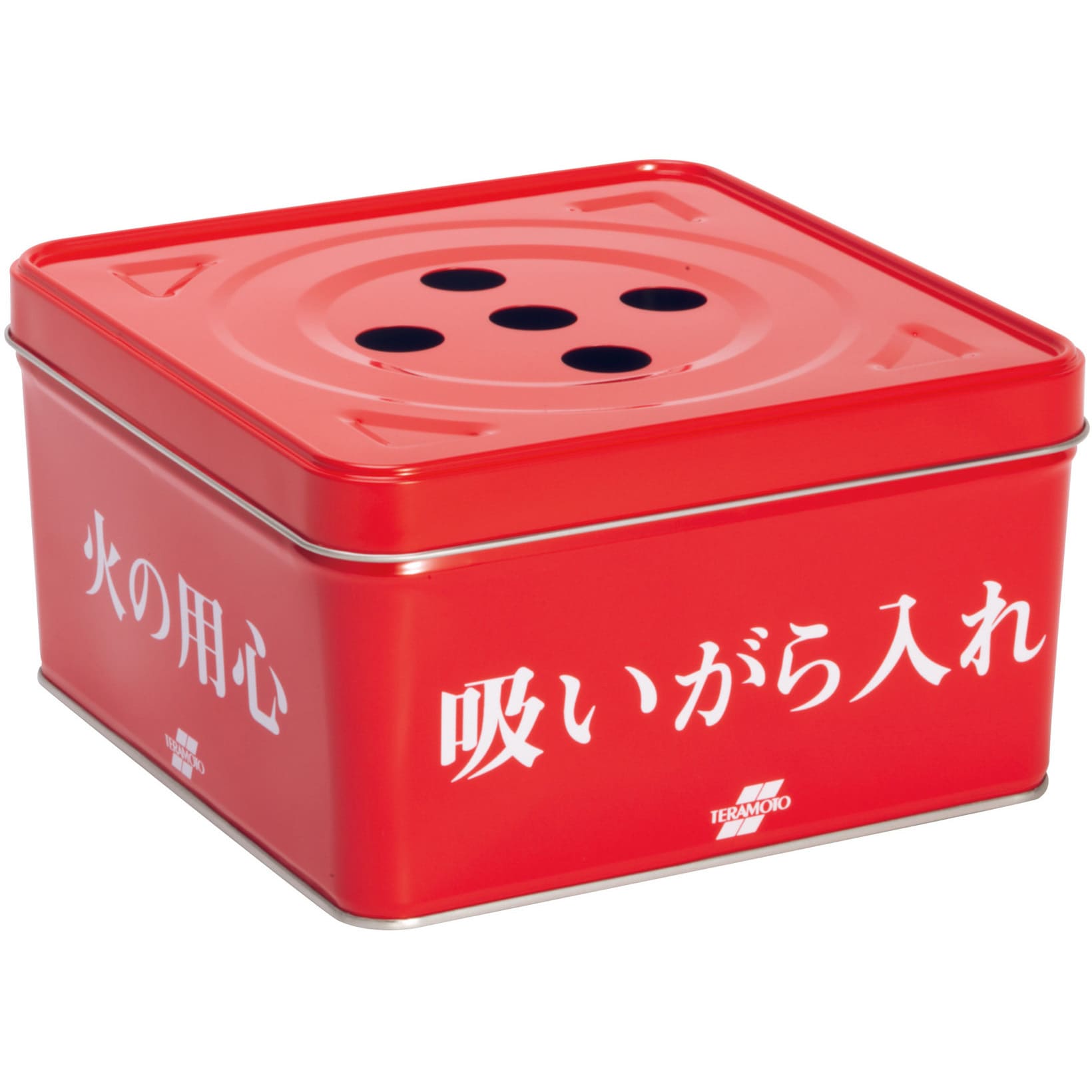 SS-258-420-0 吸殻入れⅡ(現場用) 缶のみ フタ付 テラモト 赤色