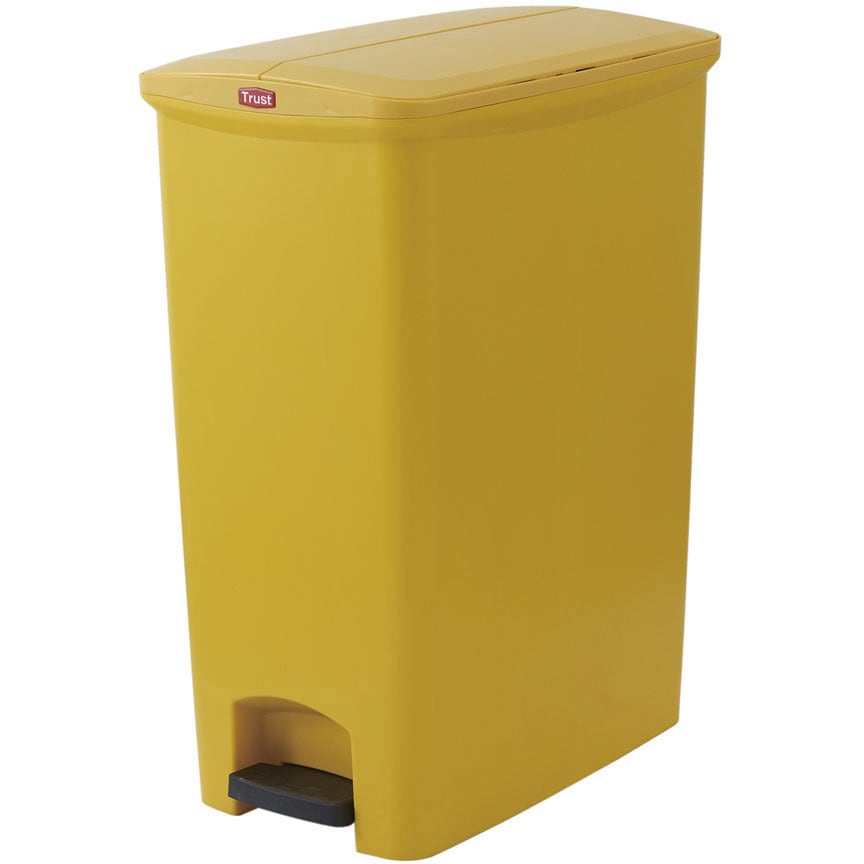 1304 トラスト ステップオンコンテナ スリム TRUST 本体+フタ ペダル式 左右開き 容量90L イエロー色