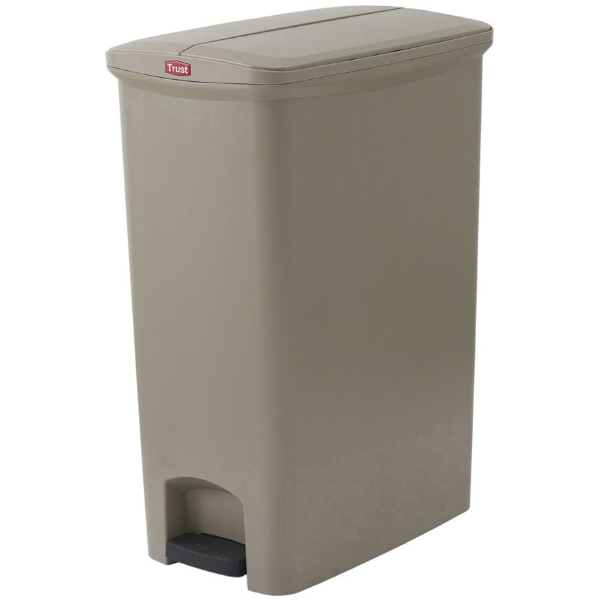 1304 トラスト ステップオンコンテナ スリム TRUST 本体+フタ ペダル式 左右開き 容量90L ベージュ色