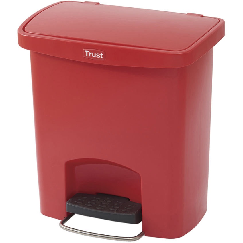 1307 トラスト ステップオンコンテナ ワイド TRUST 本体+フタ ペダル式 容量50L レッド色