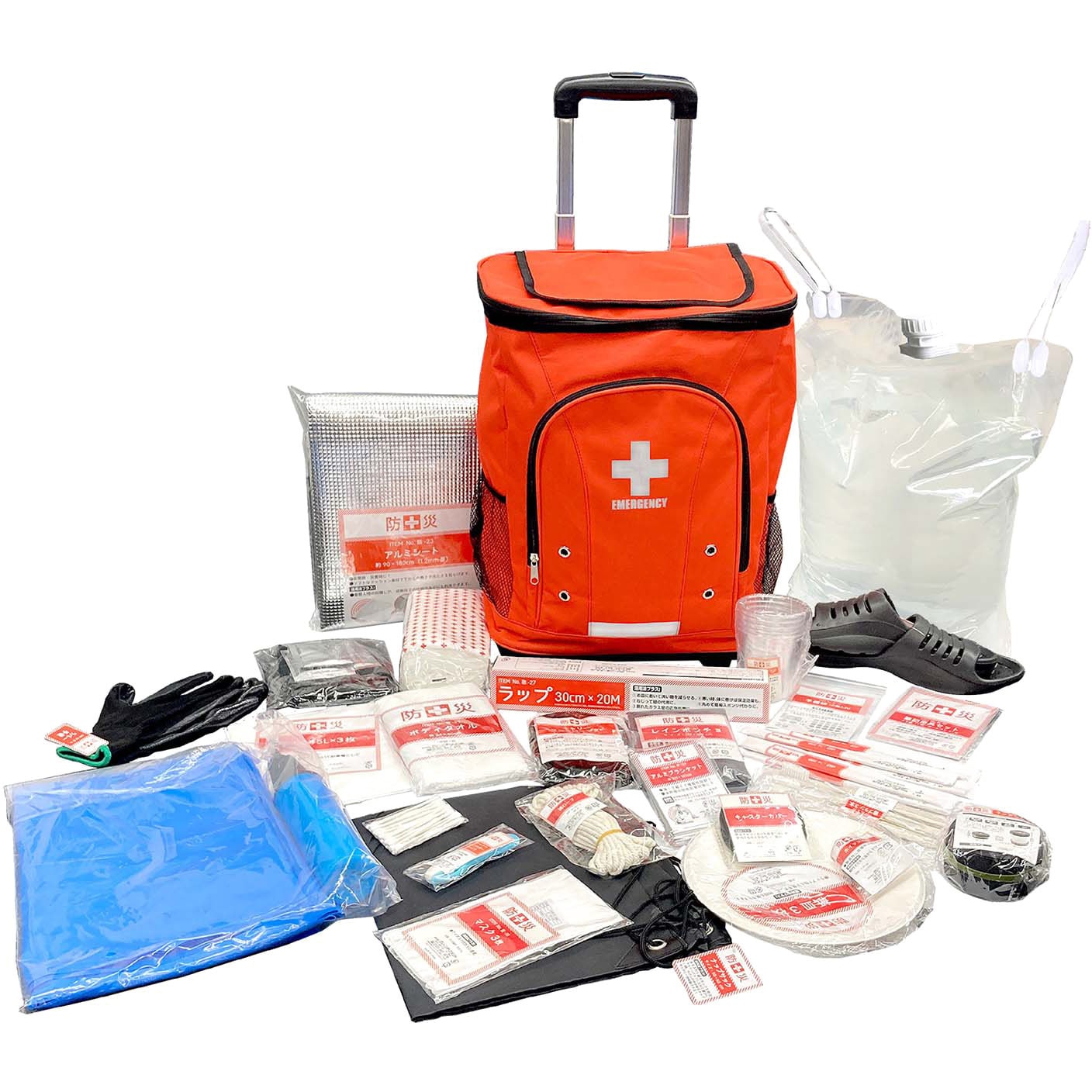 YKB-30R 防災バッグ 30点セット リュック&キャリー型 YAMAZEN(山善) 人数1人 オレンジ色