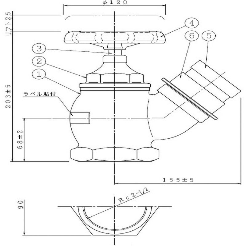HV-27306 消火栓弁 認定品 報商製作所 65A×45°サイズ HV-27306 HV-27306 消火栓弁 認定品 報商製作所 65A×45°サイズ HV-27306