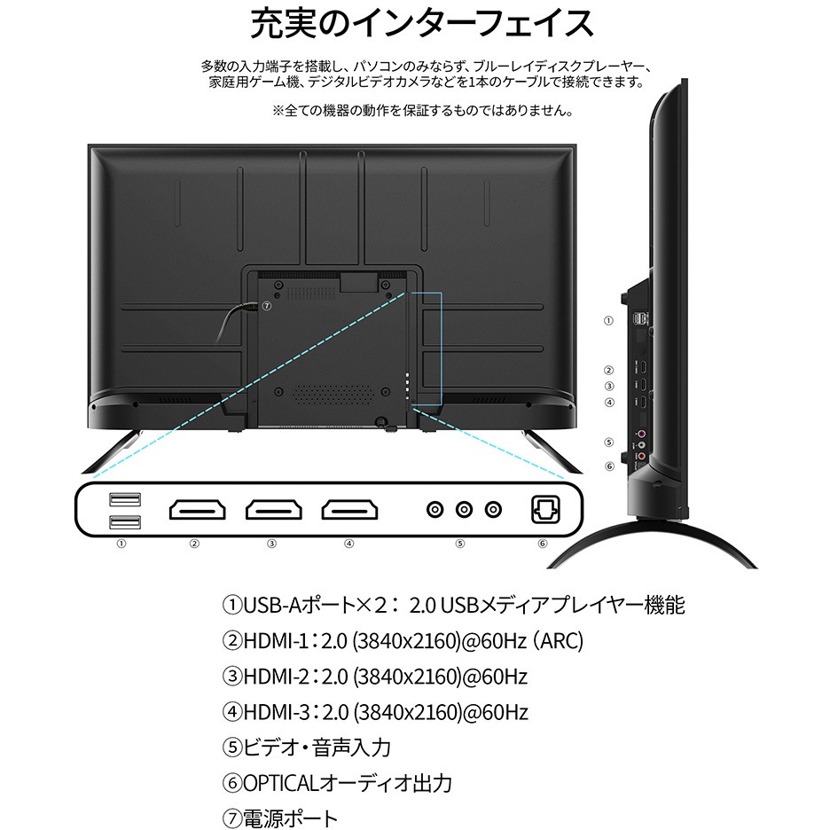 JN-V43UHDR-U-H2 液晶ディスプレイ 43型/3840×2160/HDMI×3/ブラック