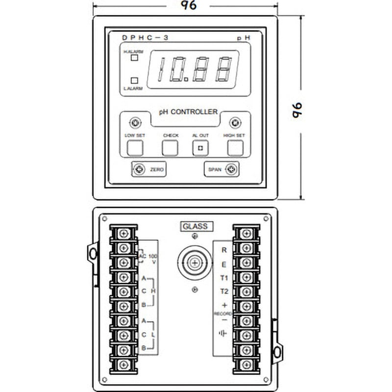 DPHC-3-21 パネル型 pH指示調節計(DIN96小型デジタルpH調節計) 1台 富士精密電機 【通販モノタロウ】