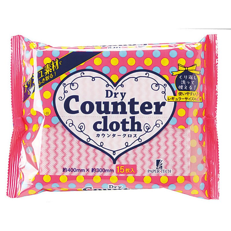 ドライカウンタークロス(ピンク) 1箱(15枚×96個) ペーパーテック 【通販モノタロウ】