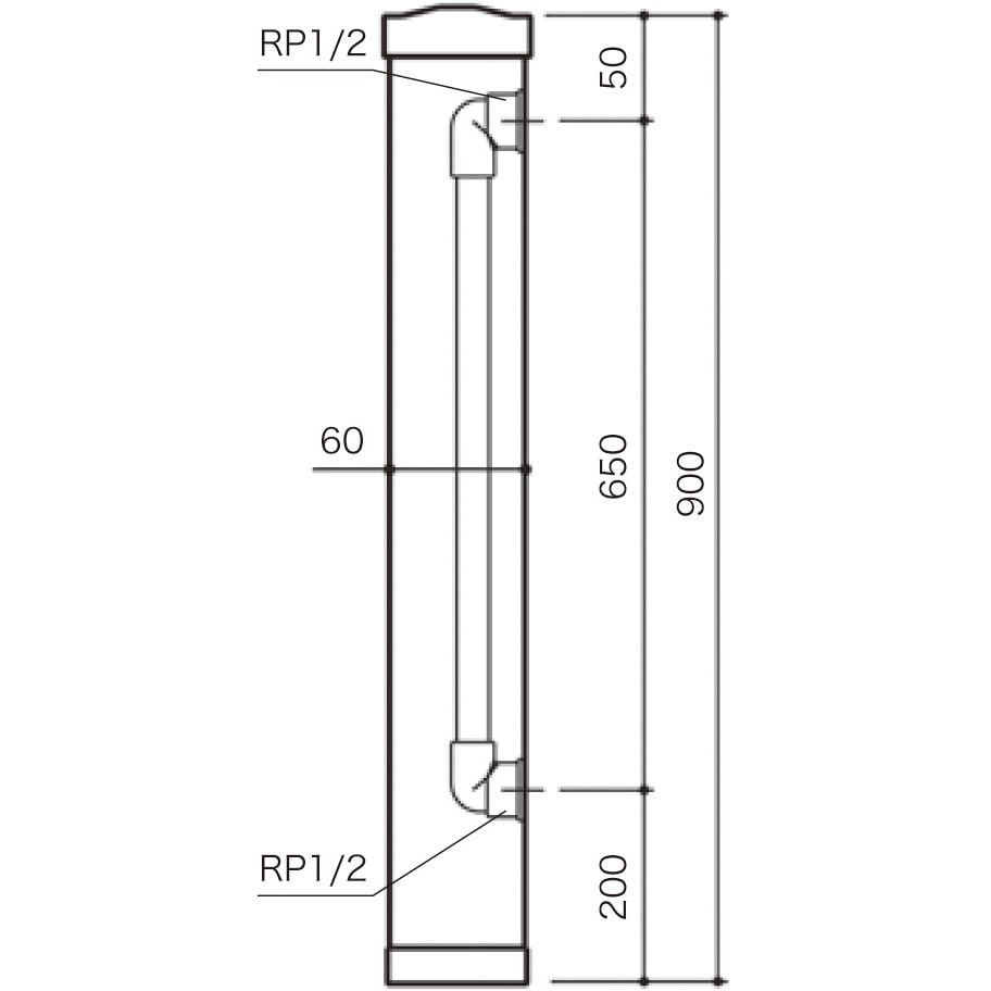 KS1404-90 ステンレス製水栓柱 角 KVK 高さ900mm KS1404-90