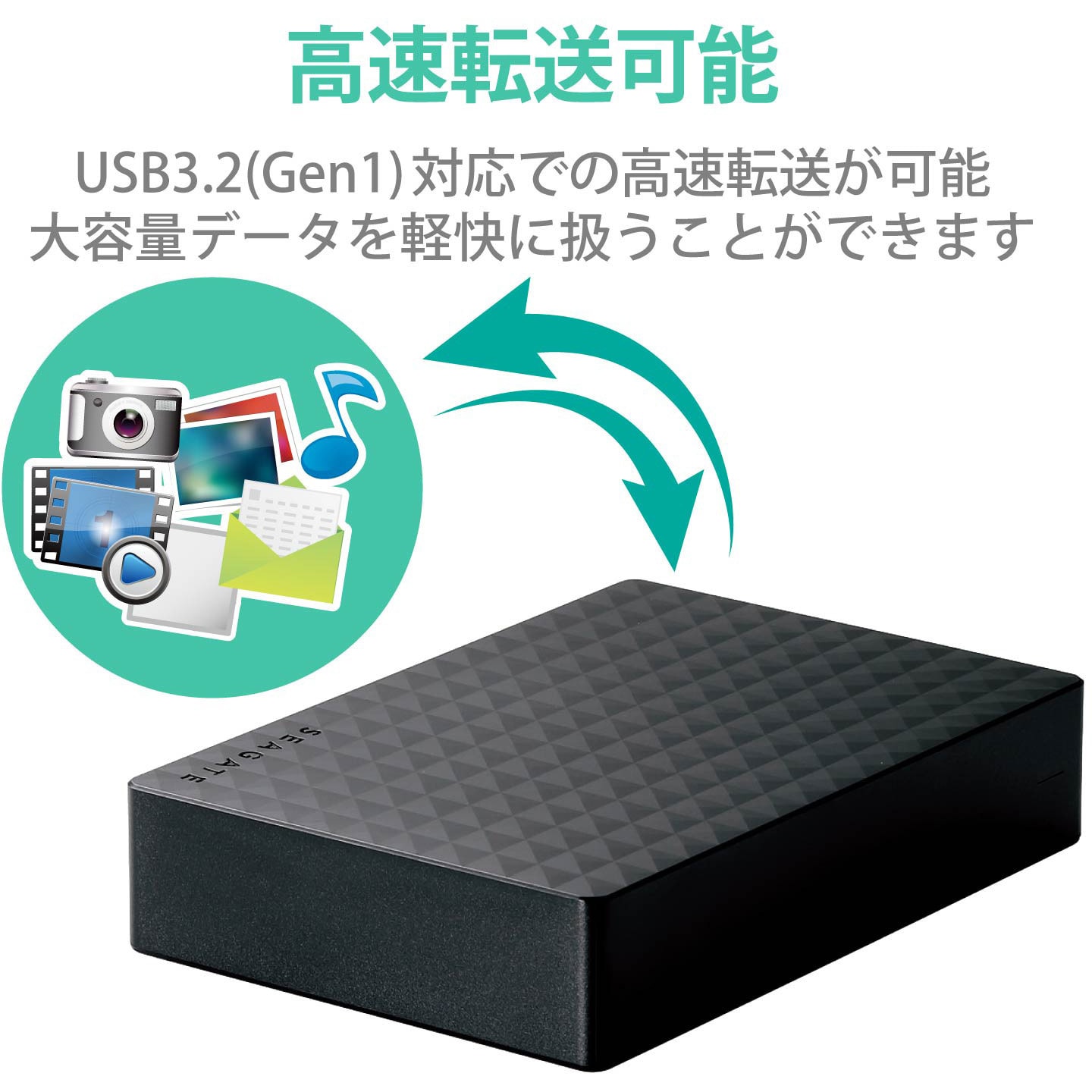 外付けハードディスク/USB3.2(Gen1)/2TB/Seagate New Expansion MYシリーズ