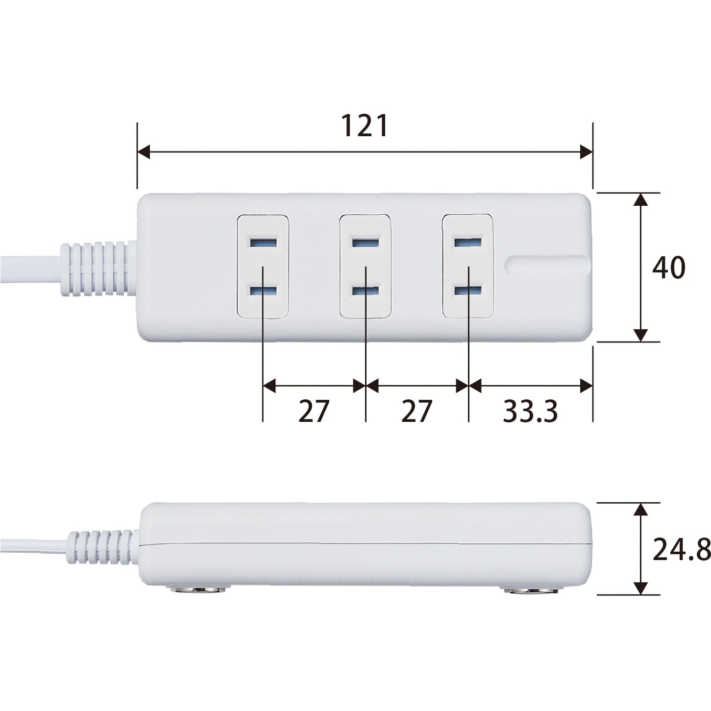 T-KM01-2410WH 電源タップ 延長コード 4個口 2P 3P対応×1個口