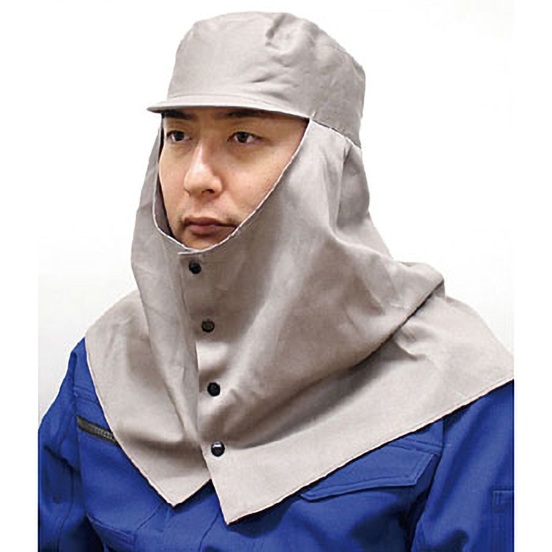 211-1012 溶接頭巾天丸グレー3号 日本光器製作所(NIKKO) 綿製 長さ73cm