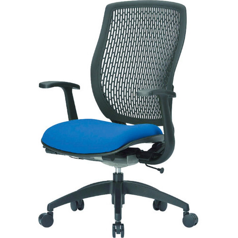 MA-1535(FG3)BU-BK 事務用回転イス(ハイバック肘付き) アイコ キャスターあり 布張り ブルー色