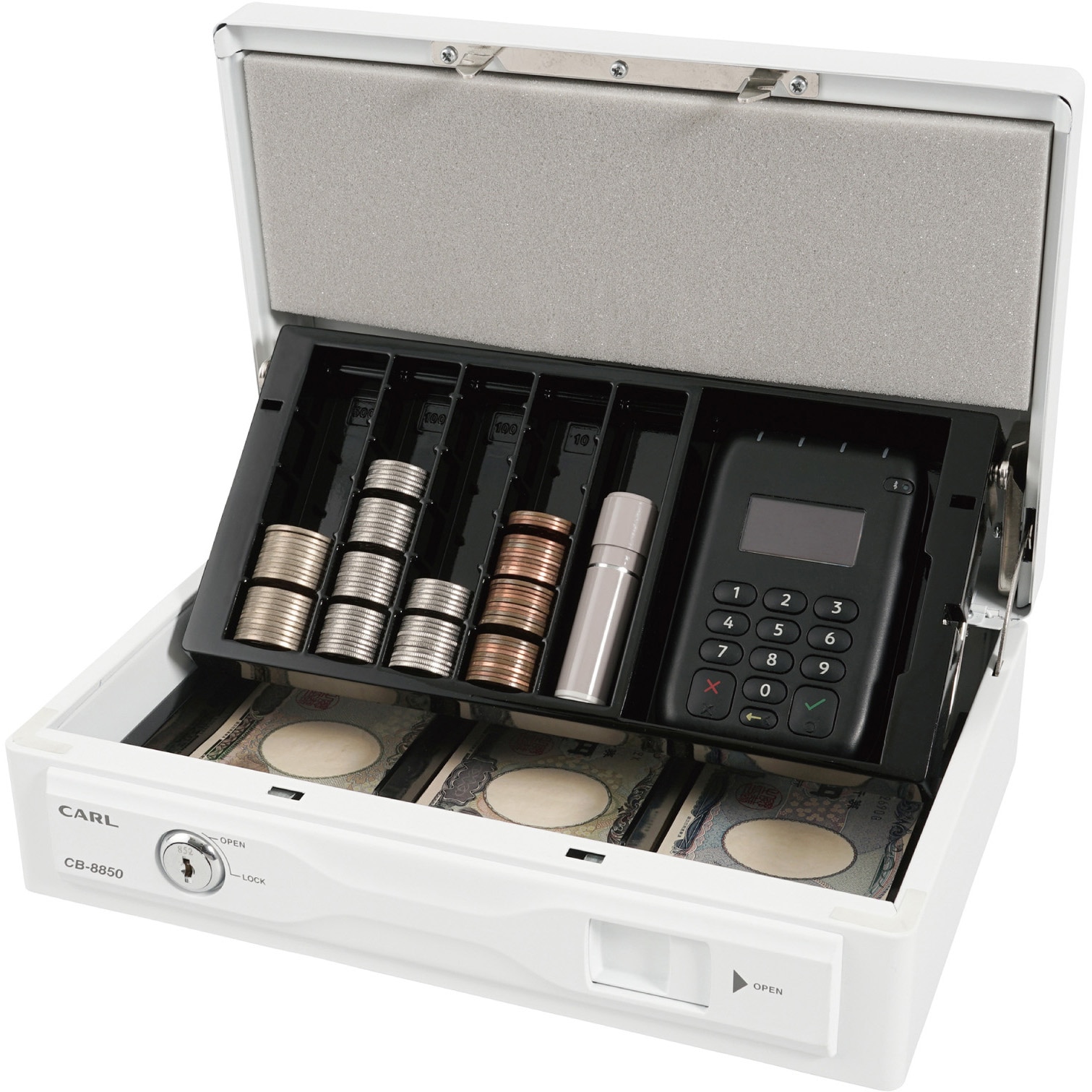 CB-8850-W そとレジ キャッシュボックス カール事務器 収納サイズA5 CB
