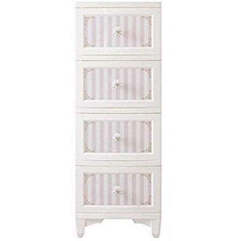 DPC-04-STPI lilou de coco ドレスチェンジチェスト4段 LUGS/ラグス ストライプピンク色 高さ930mm幅340mm奥行487mm  DPC-04-STPI