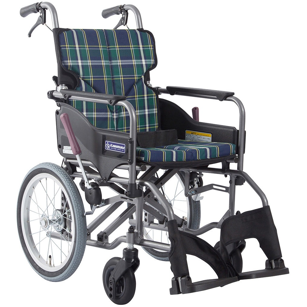 車椅子 カワムラサイクル 緑チェック柄