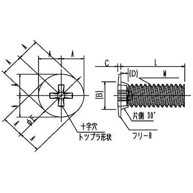 TN-S-U-M2.0-5L トップラねじ(r) 精密トップラねじ：薄平