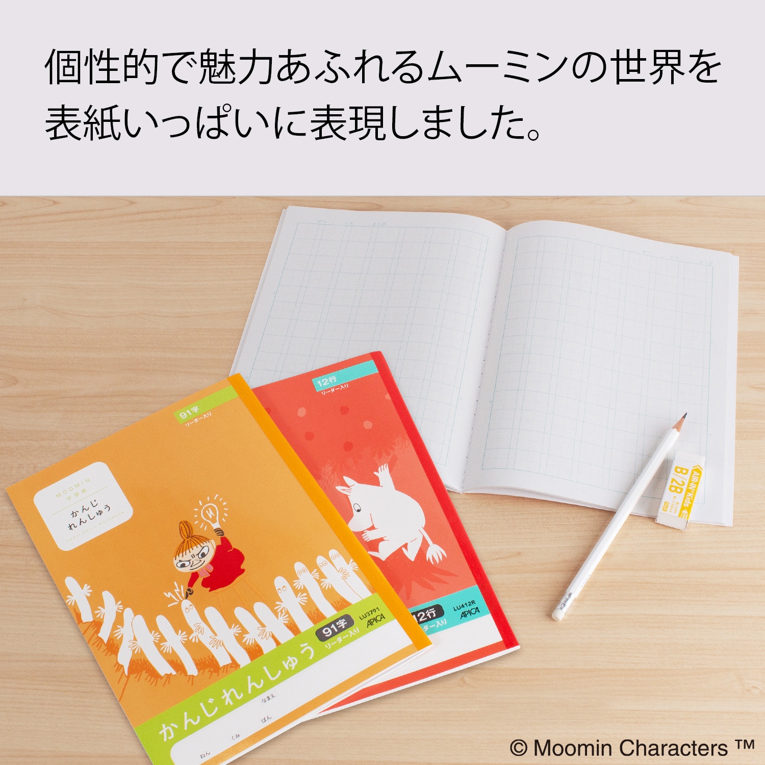 LU3791 ムーミン学習帳漢字 日本ノート 91字タイプ セミB5学用3号 