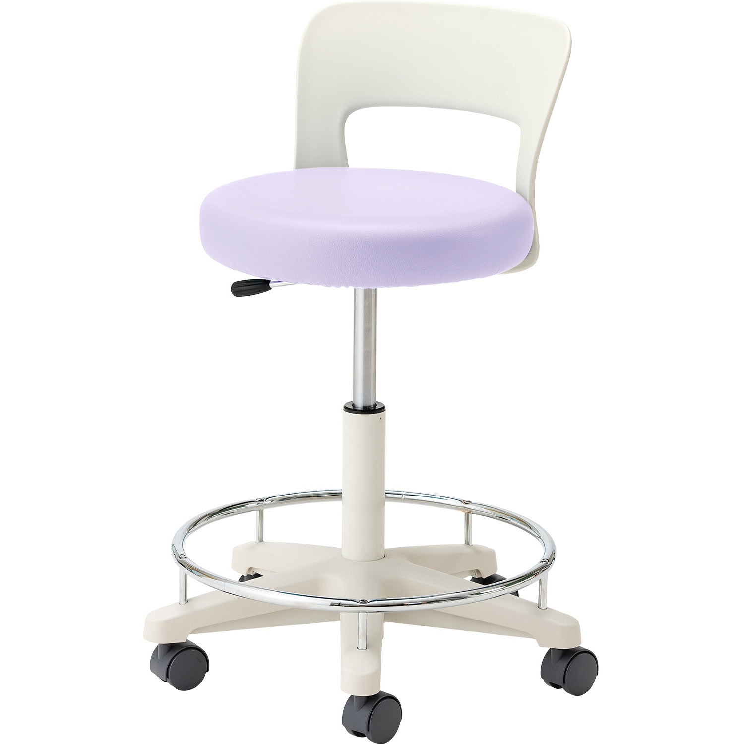 MY-N3265R マツヨシ ナースチェア ハイタイプ 松吉医科器械 ラベンダー色 背付・リング付規格   MY-N3265R