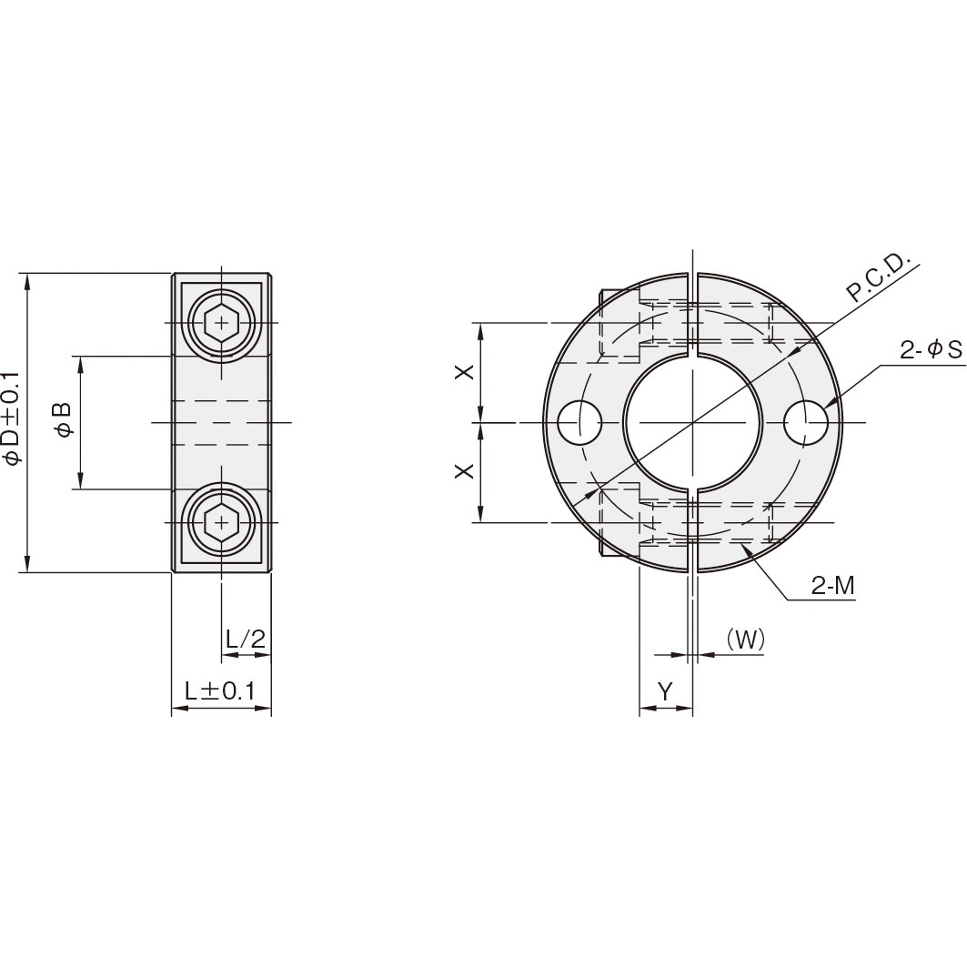 SCSS3515MP2 セパレートカラー 2穴付 無電解ニッケルメッキ 1個 岩田