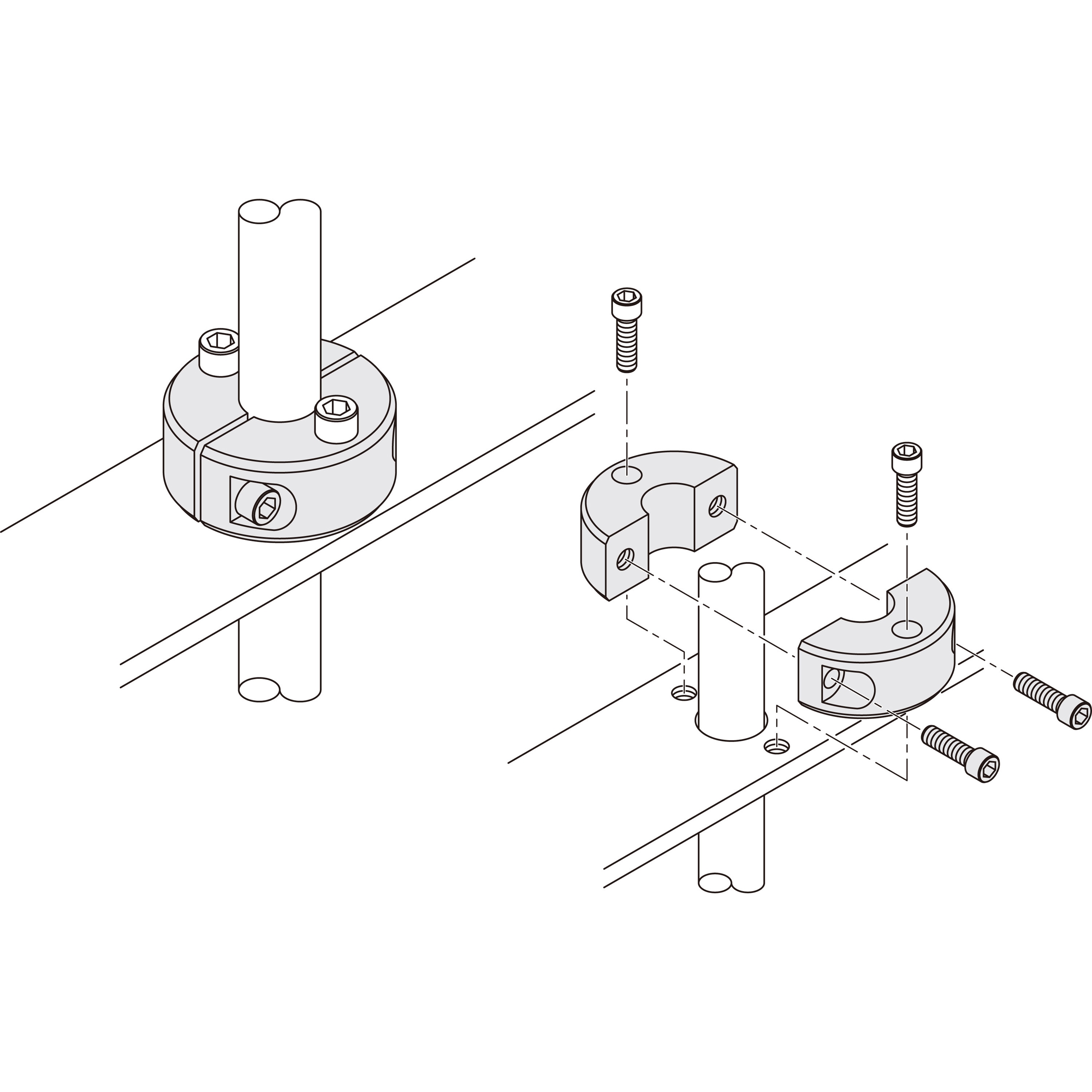 SCSS3515MP2 セパレートカラー 2穴付 無電解ニッケルメッキ 1個 岩田