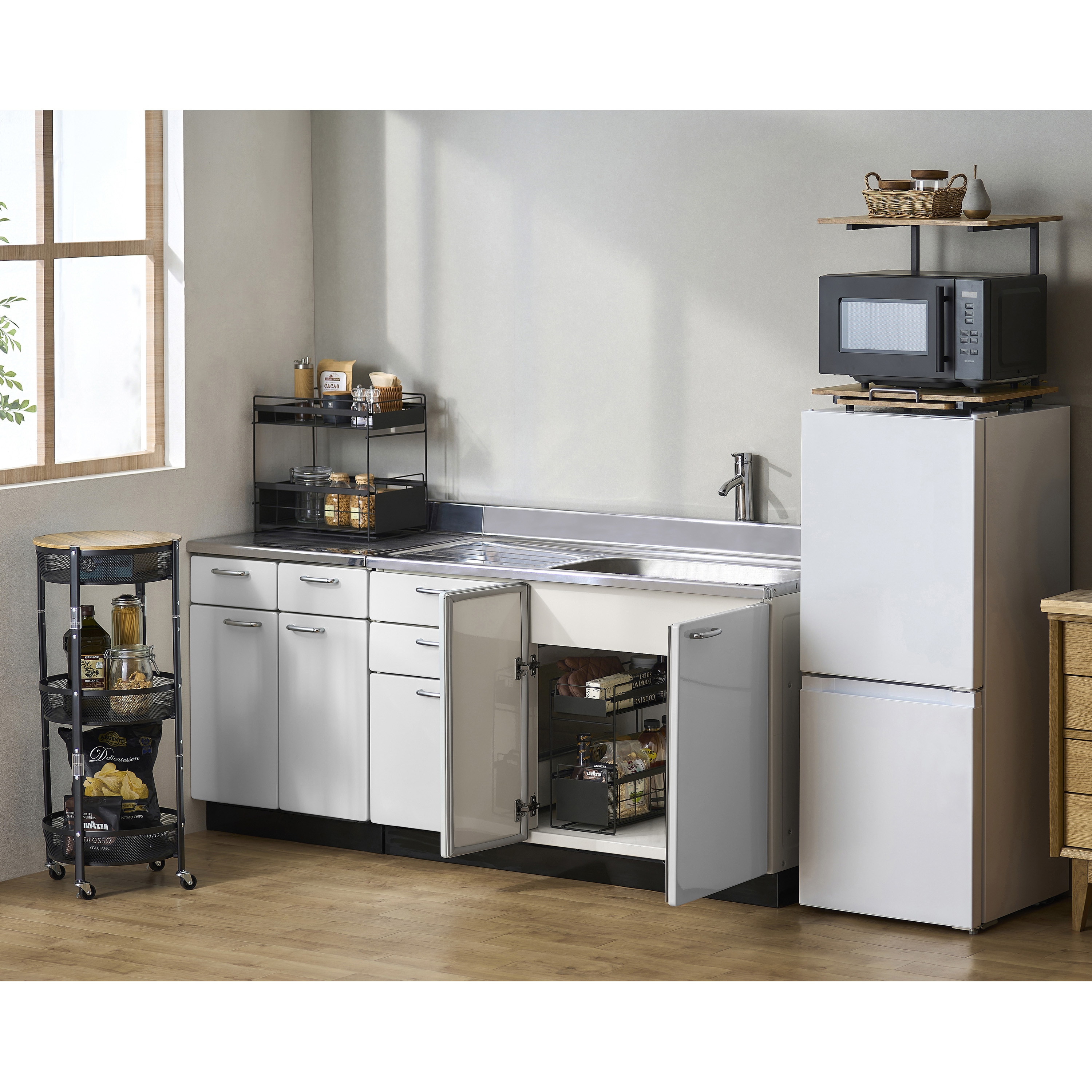 RUR-480R 冷蔵庫上ラック アイリスオーヤマ ブラック/アッシュブラウン