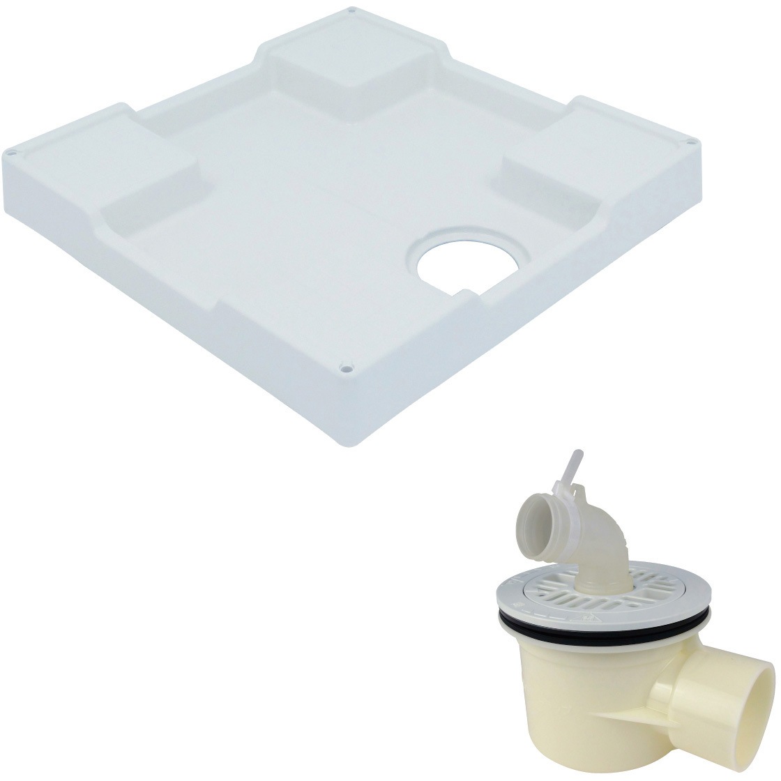 GA-LF041 ガオナ 洗濯機パンと排水トラップセット (水滴から守る におい防止 防虫効果 横排水用) GAONA(ガオナ) ホワイト色