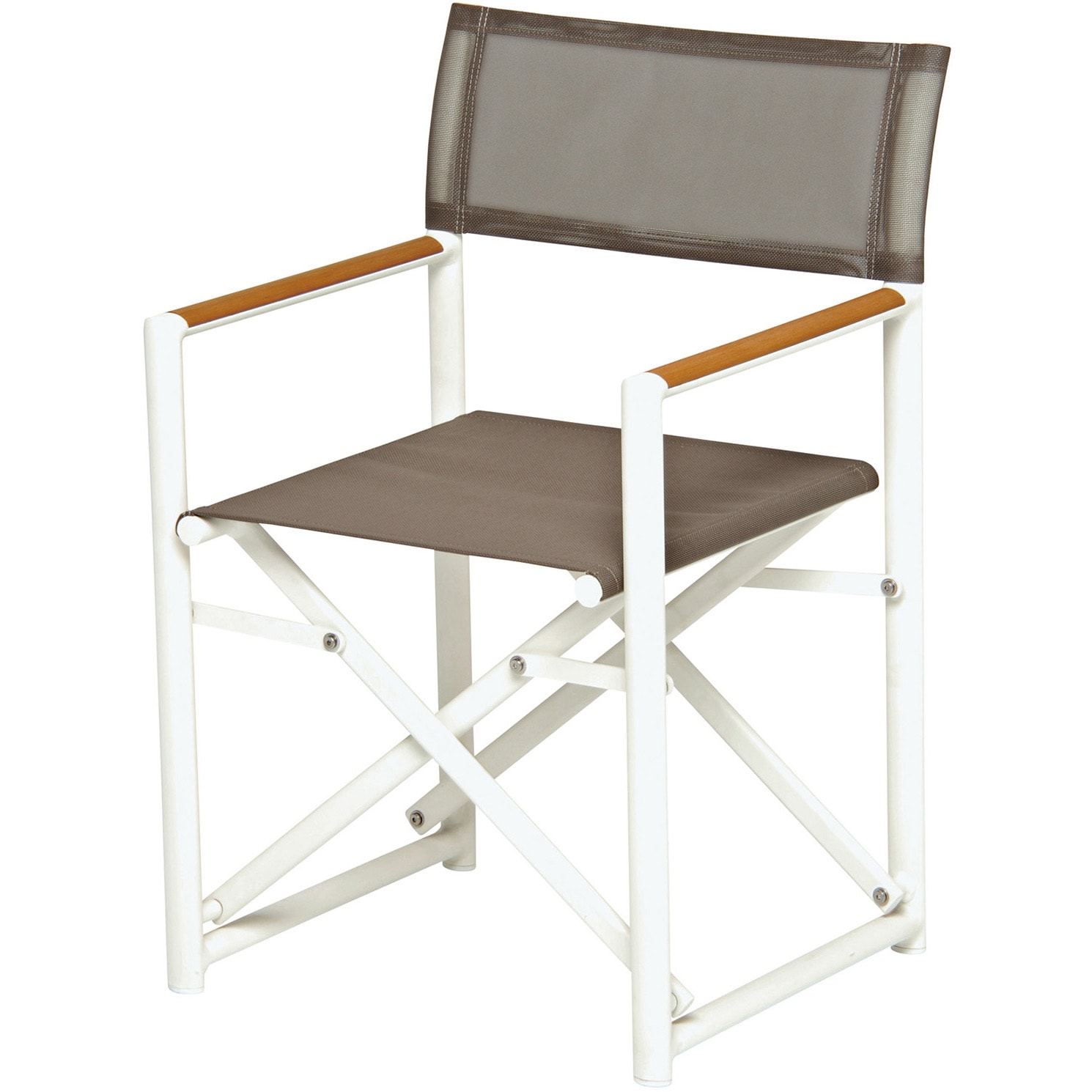 MZ-600-401-0 アルミディレクターチェア テラモト ホワイト+トープ色 寸法550×530×840(SH450)mm  MZ-600-401-0