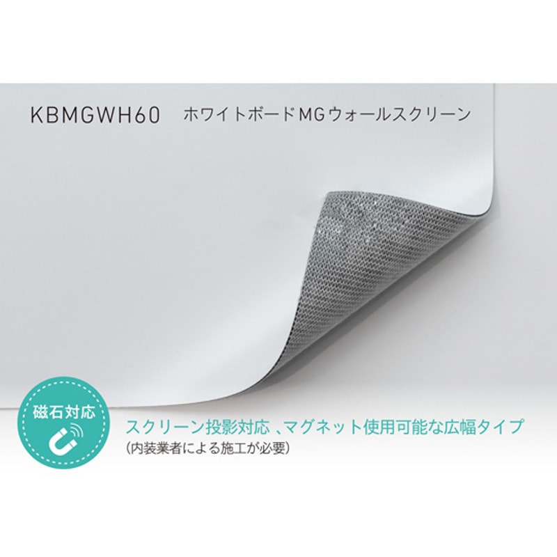 KBMGWH601220 ホワイトボードシート MG ウォールスクリーン 1220mm幅(スクリーン投影タイプ) 1枚 中川ケミカル 【通販モノタロウ】