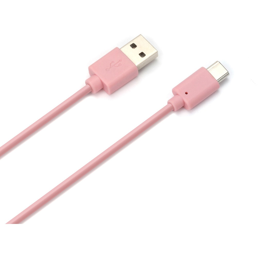 3in1 充電ケーブル USBデータケーブル 巻取り式 ピンク コンパクト