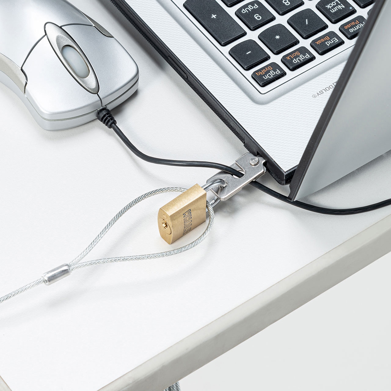 SL-83 セキュリティ サンワサプライ 南京錠 ワイヤー長さ2m SL-83