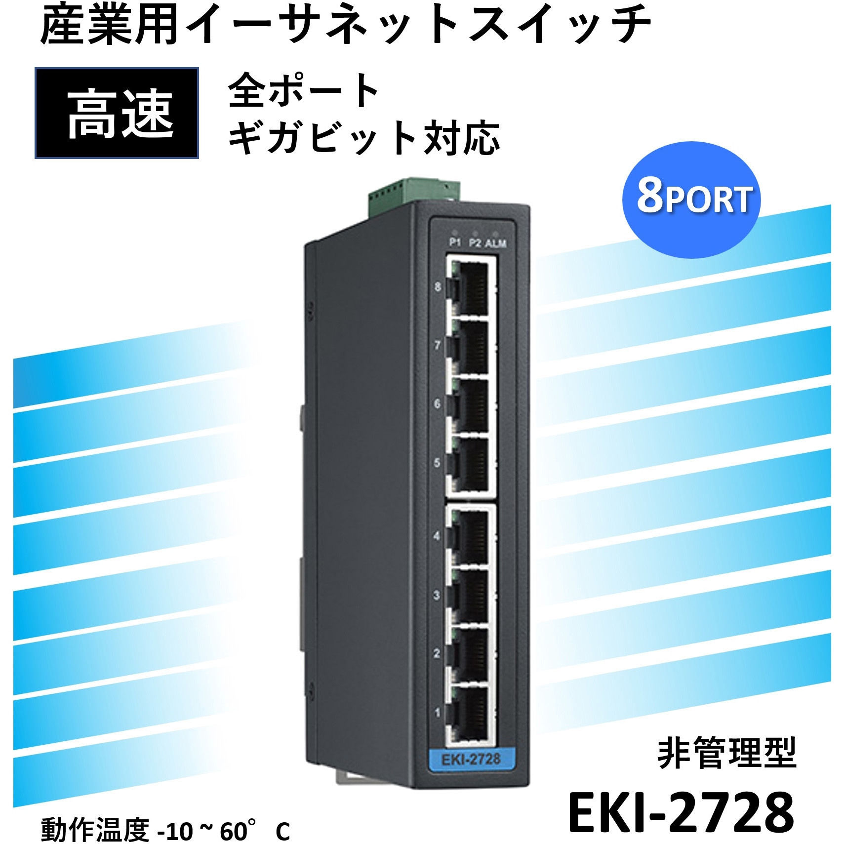 EKI-2728-D ギガビット対応 非管理型 産業用イーサネット