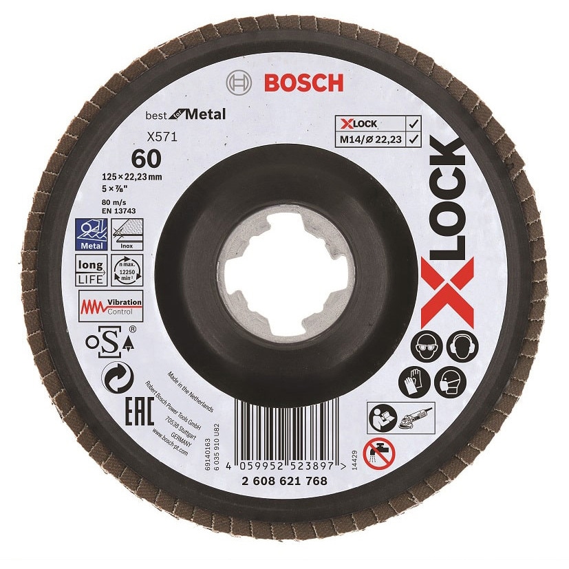 2608621768 X-LOCK 研磨ディスク(ベントタイプ) BOSCH(ボッシュ) #60 外径125mm穴径22.23mm 1パック(10枚)