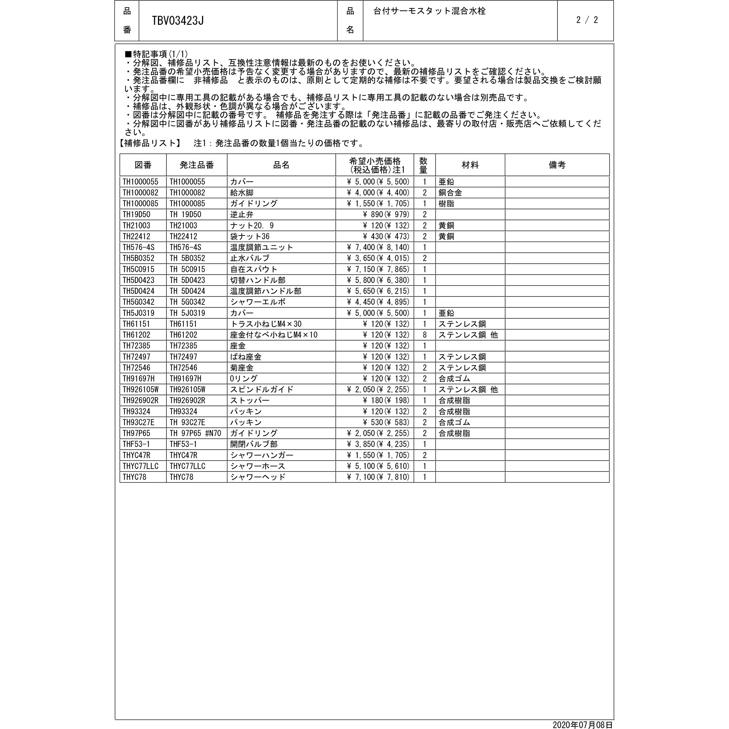 TBY01401J 壁付サーモスタット混合水栓(コンフォートウエーブ1