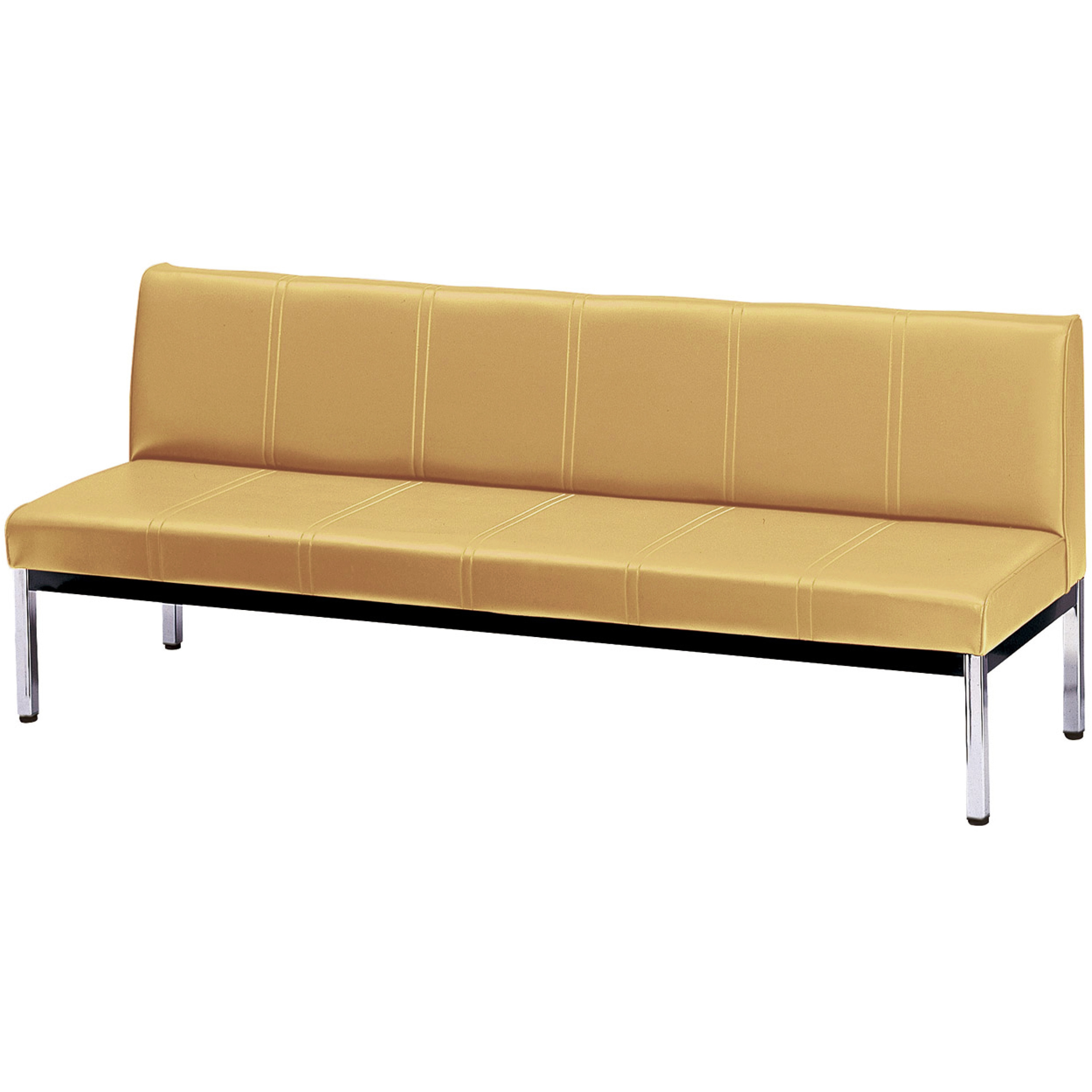 IB-15A ロビーチェア ニシキ工業 ビニールレザー マスタードイエロー色 高さ725mm幅1500mm奥行570mm