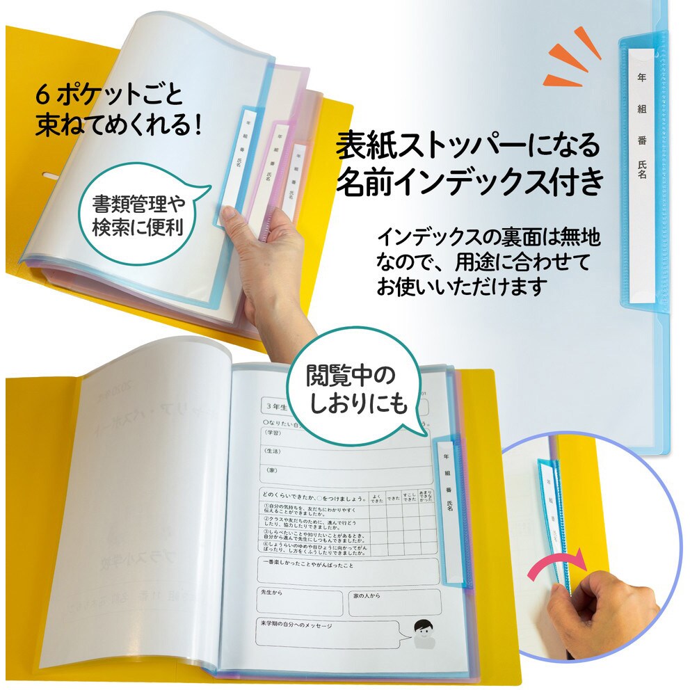 Re 1cf 841 年組氏名リフィール式クリアファイル 6ポケット 2 4 30穴共用 プラス 文具 サイズ S ネイビー 1パック 通販モノタロウ