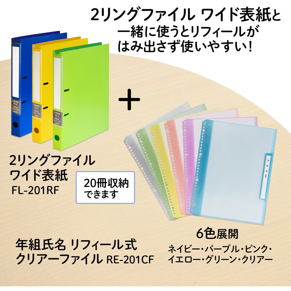 RE-201CF(84823) 年組氏名リフィール式クリアファイル 6ポケット (2/4/30穴共用) プラス(文具) A4-S 1パック -  【通販モノタロウ】
