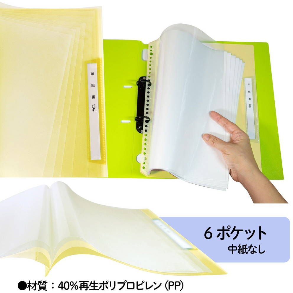 RE-201CF(84824) 年組氏名リフィール式クリアファイル 6ポケット