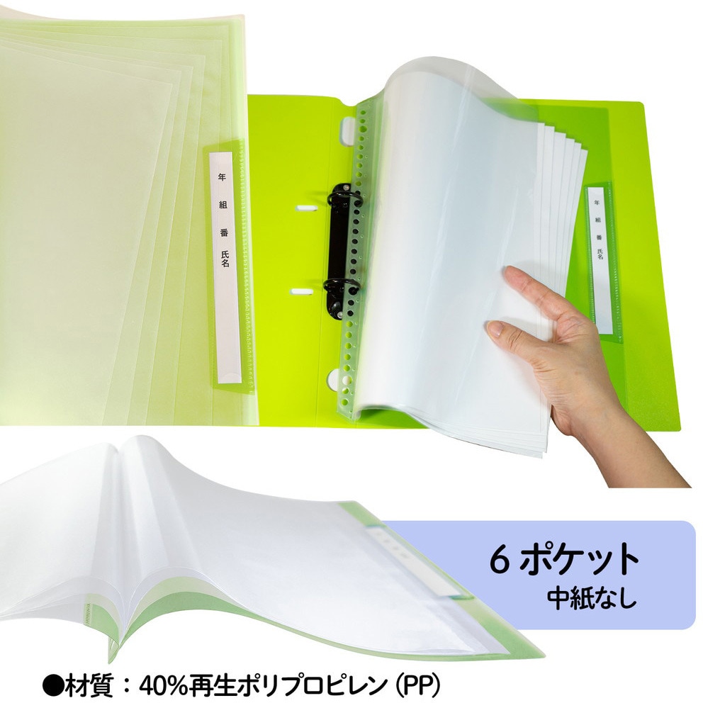 RE-201CF(84825) 年組氏名リフィール式クリアファイル 6ポケット (2/4