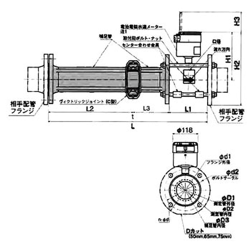 KP065A10J110 挟み込み接続タイプ(MGB用標準補足管・上水フランジ) 1セット アズビル金門 【通販モノタロウ】