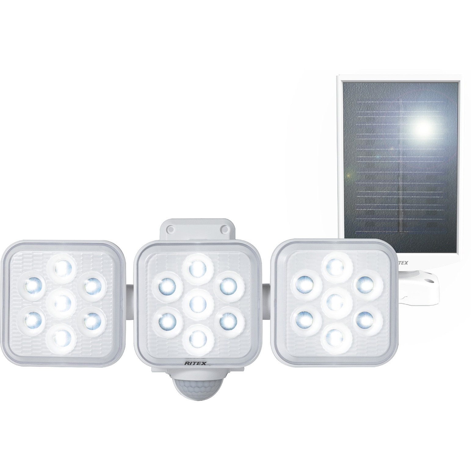 S-330L 5W フリーアーム式LEDソーラーセンサーライト ライテックス(ムサシ) 設置場所:屋内・屋外用(防雨タイプIP-44) 灯数3   S-330L