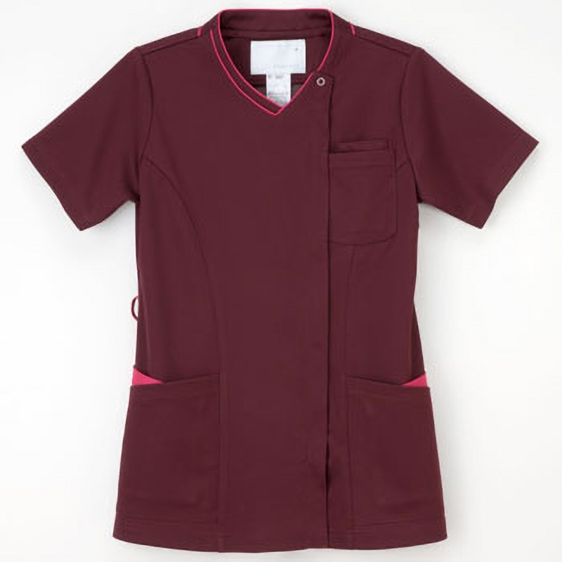 RF-5087 女子スクラブ ナガイレーベン ボルド+ピンク色 サイズM  RF-5087