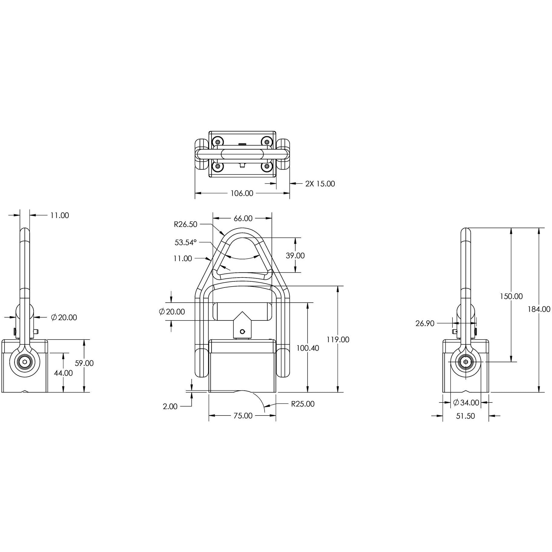 電磁リフト アングル綱用マグネットリフト（200kg）/M229L-200TACG/測定