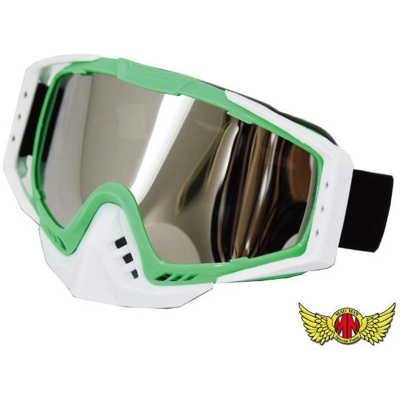 オートバイ用 ゴーグル TYPE2 ノーズガード付き シルバーミラー