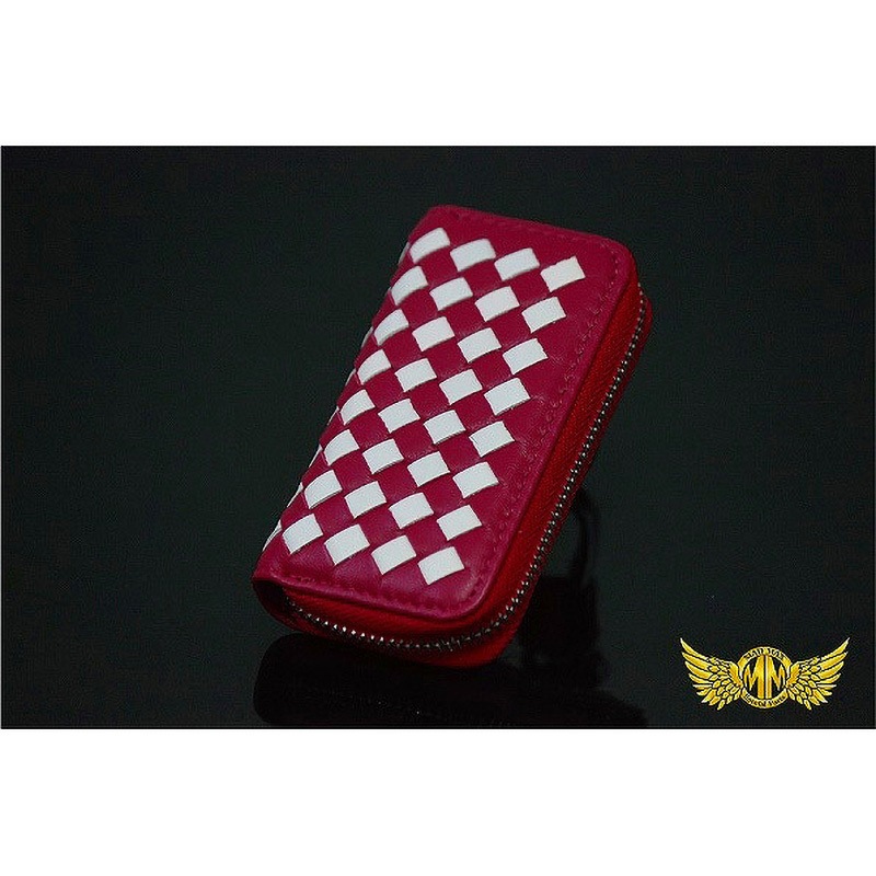 スマートキーケース チェック柄 レザー カルビナ付き MAD MAX(マッド