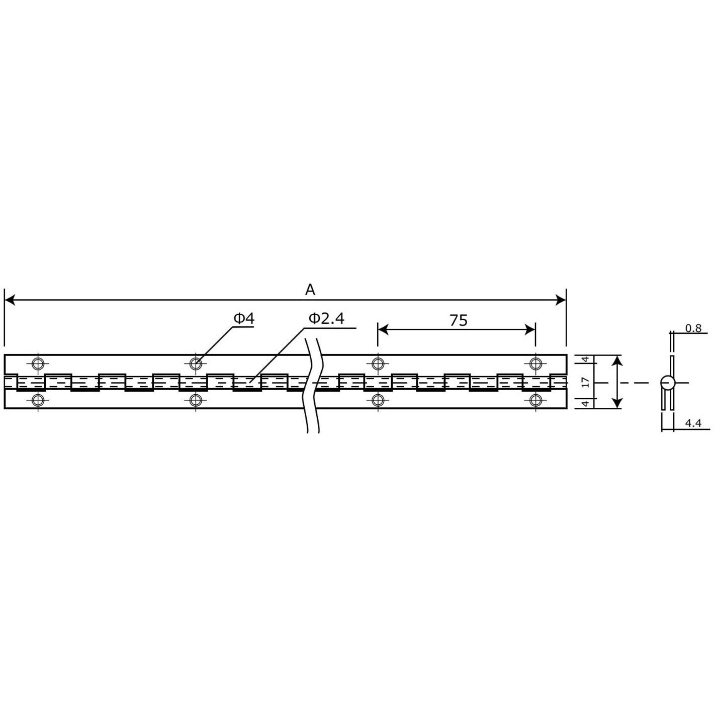 BK-494 ステン長丁番 WAKI(和気産業) 横25mm縦447mm 1個 BK-494 【通販