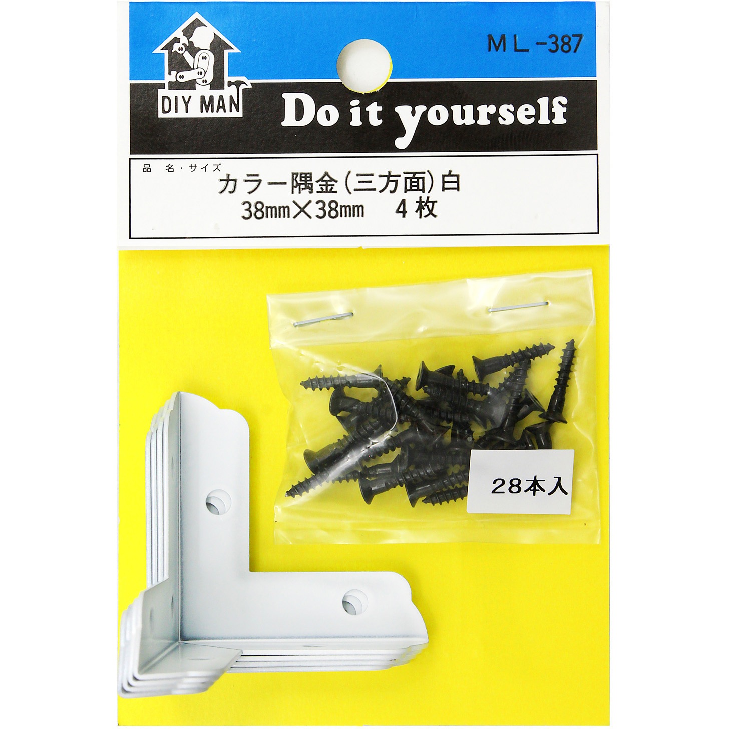 ML387 カラー隅金 三方面 WAKI(和気産業) 寸法38×38mm 1セット(4枚
