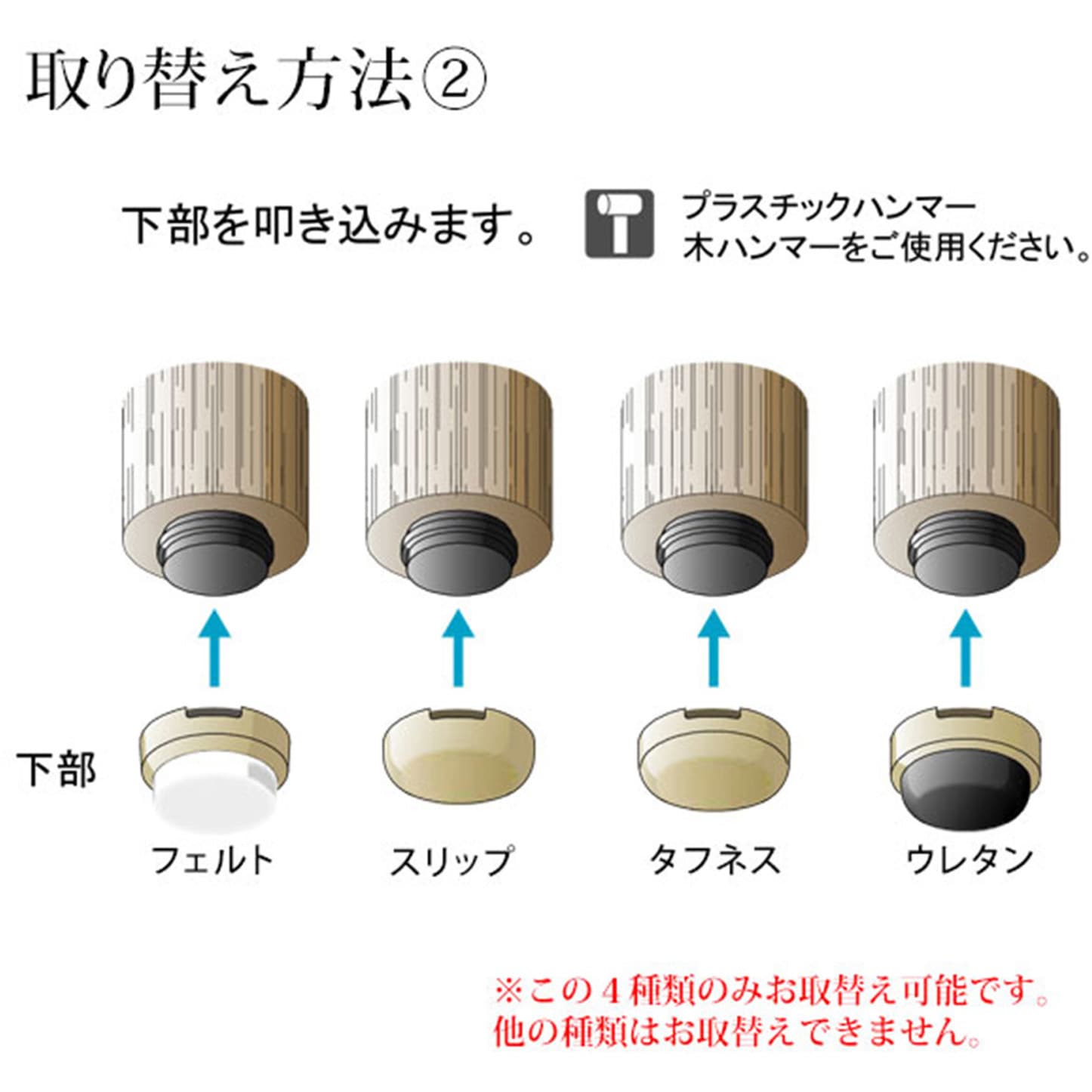 FPK-12 イス脚に打つ! 取替用 打ち込み式スリップ WAKI(和気産業) 丸 