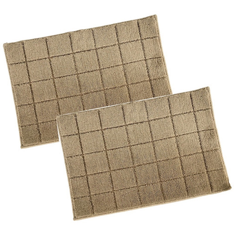 6712 日本製 抗菌防臭&吸水速乾バスマット レチカータ 45×60cm ベージュ 2枚入 1枚(2枚) マルナカ 【通販モノタロウ】