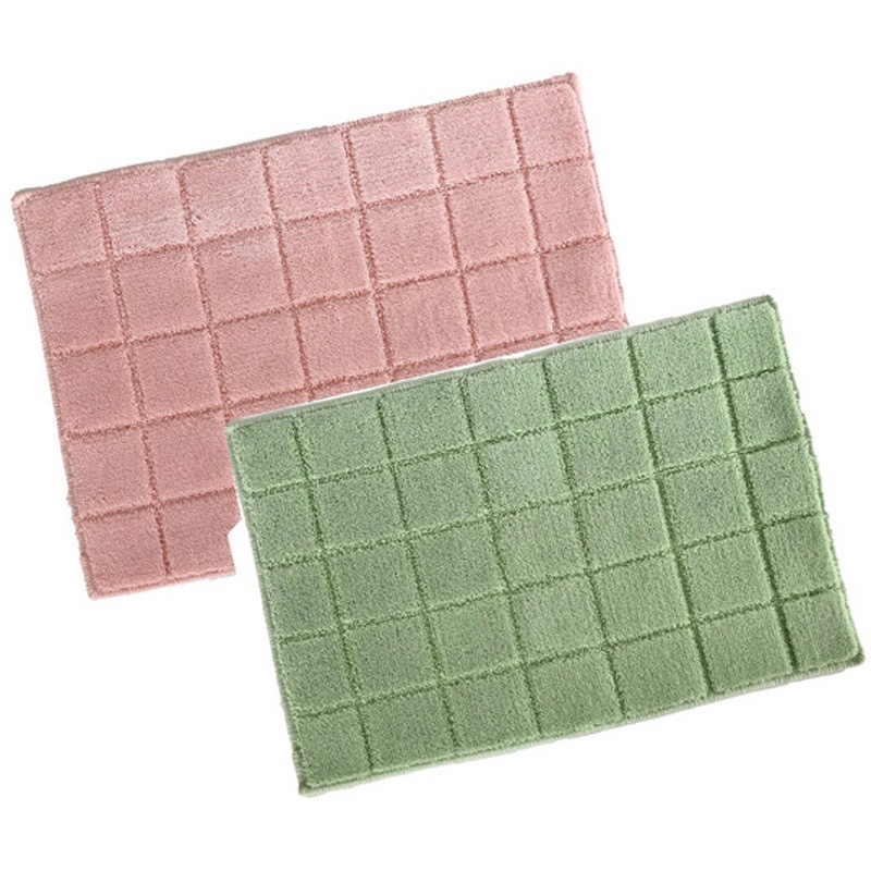 6715 日本製 抗菌防臭&吸水速乾バスマット レチカータ 45×60cm ピンク&グリーン 2枚入 1枚(2枚) マルナカ 【通販モノタロウ】