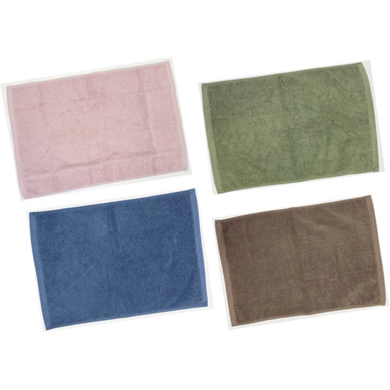 6797 タオル織バスマット 45×60cm ピンク&ブラウン&ブルー&グレー 4枚入 1枚(4枚) マルナカ 【通販モノタロウ】