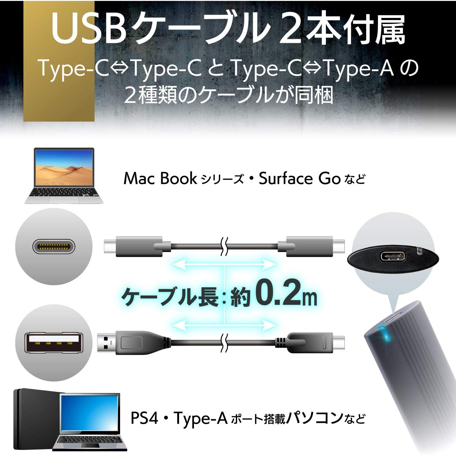 エレコム ESD-EH0500GBK 外付けSSD ポータブル USB3.2(Gen2)対応 Type-C 500GB PS5/PS4(メー 外付けポータブルSSD - ESD-EXS0500GBK