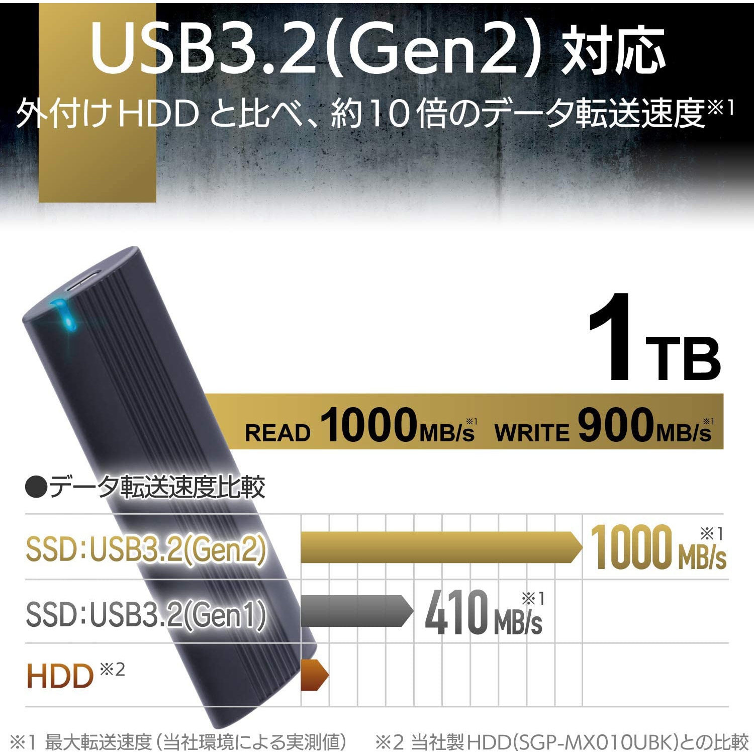 PC周辺機器 ELECOM - ESD-EH1000GSV Amazon.co.jp: エレコム 外付けSSD ポータブル USB3.2(Gen2)対応